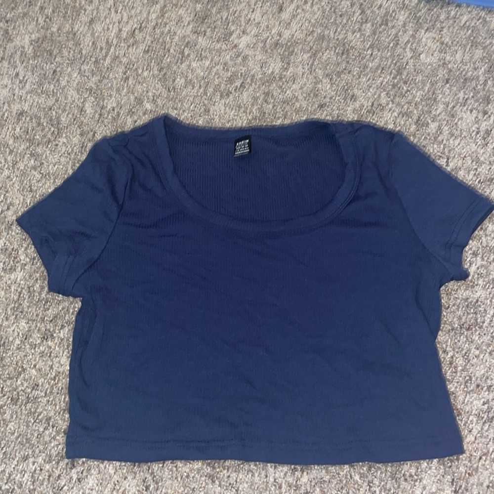 Navy blue crop top from SHEIN. Size large.